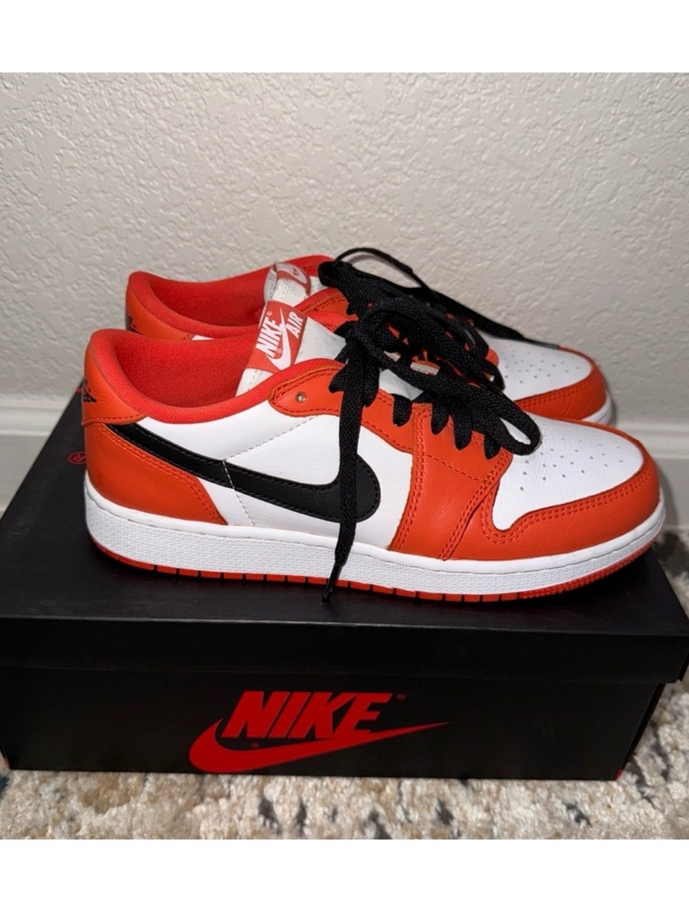 Nike Air Jordan 1 Low - White, Orange & Black (Starfish)